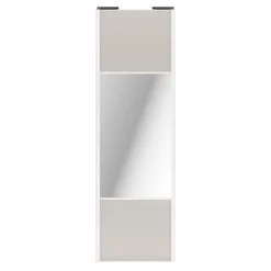 Porte de placard coulissante avec miroir gris clair mat profil blanc GoodHome Arius H. 248,5 x L. 77.2 cm + amortisseurs