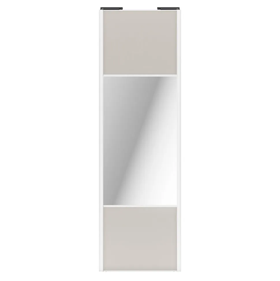 Porte de placard coulissante avec miroir gris clair mat profil blanc GoodHome Arius H. 248,5 x L. 77.2 cm + amortisseurs