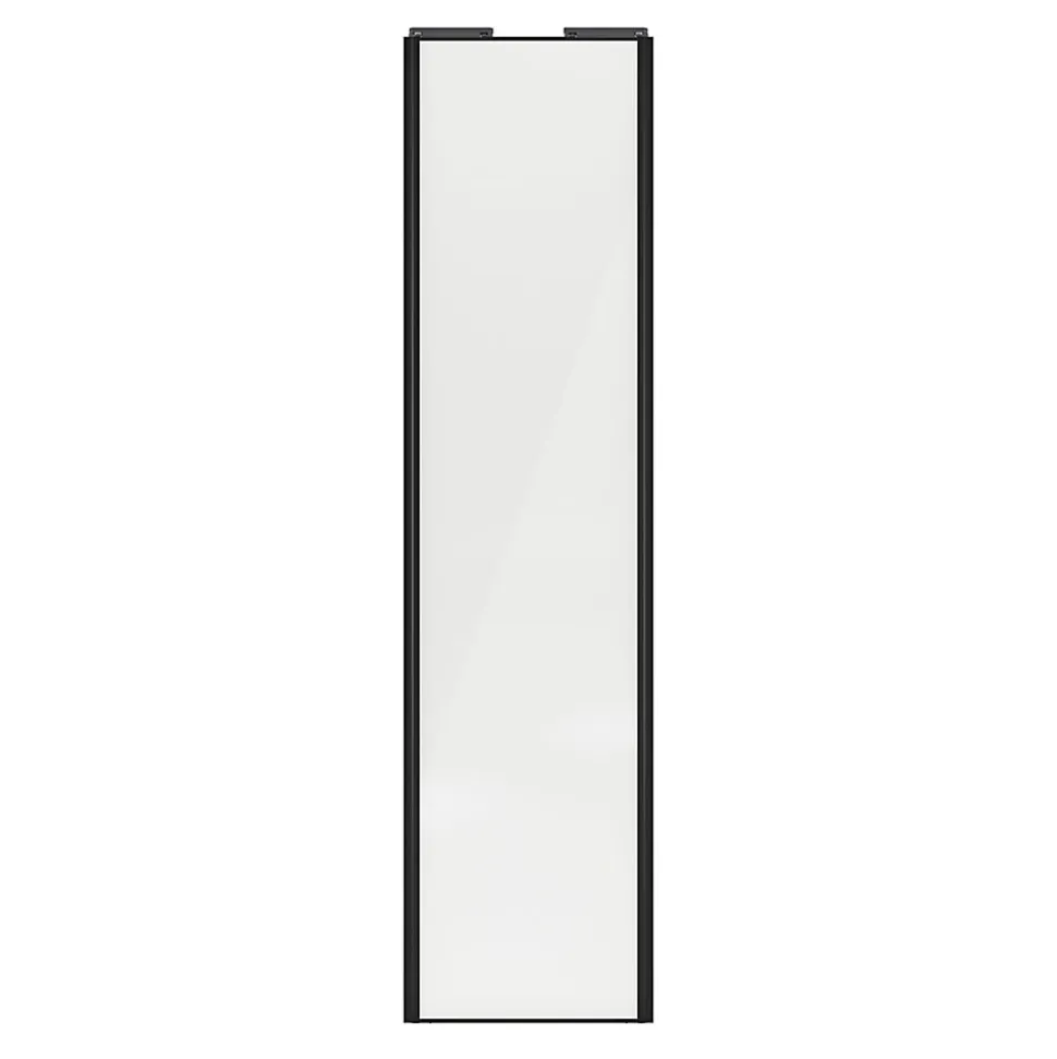 Porte de placard coulissante blanc profil noir brillant GoodHome Arius H. 248,5 x L. 62.2 cm + amortisseurs