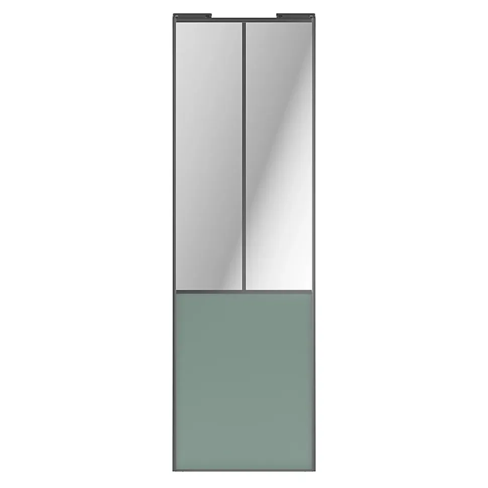 Porte de placard coulissante atelier vert de gris profil gris GoodHome Arius H. 248,5 x L. 76.2 cm + amortisseurs