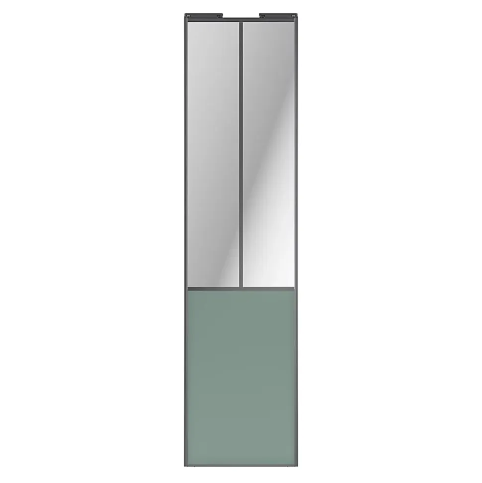 Porte de placard coulissante atelier vert de gris profil gris GoodHome Arius H. 248,5 x L. 61.2 cm + amortisseurs