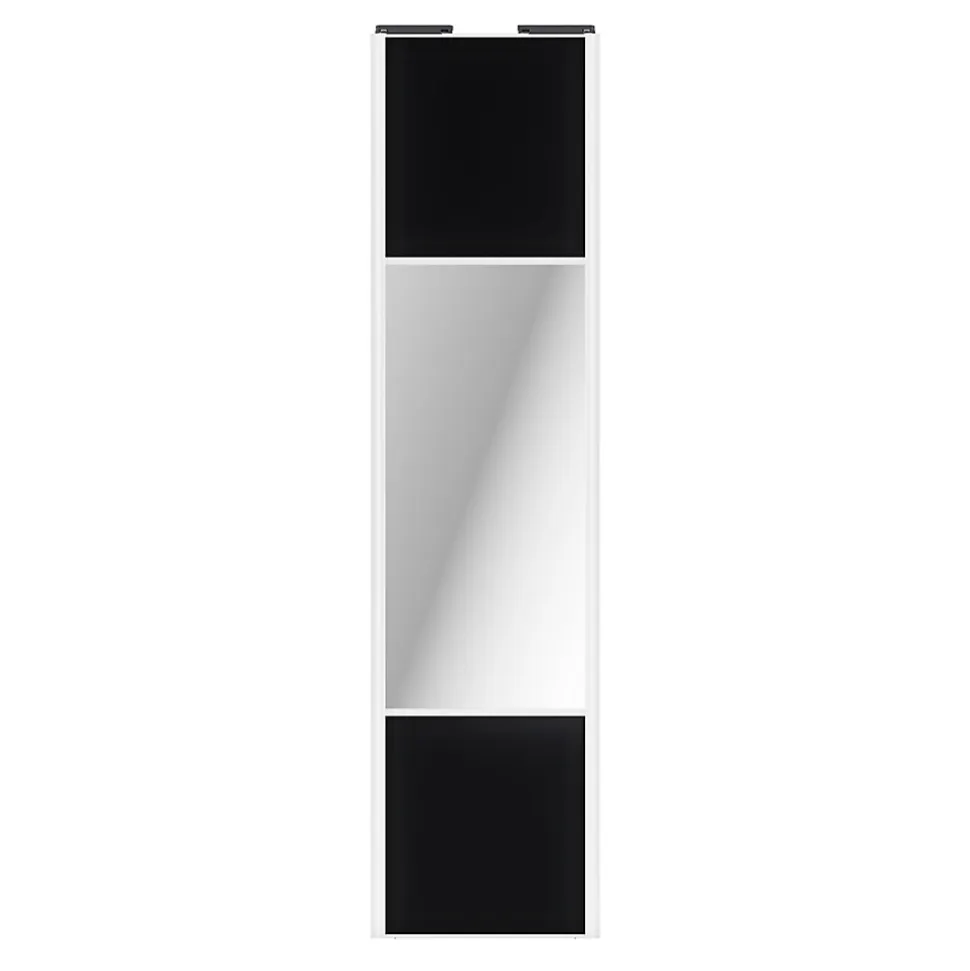 Porte de placard coulissante avec miroir noir mat profil blanc GoodHome Arius H. 248,5 x L. 62.2 cm + amortisseurs