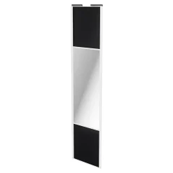Porte de placard coulissante avec miroir noir mat profil blanc GoodHome Arius H. 248,5 x L. 62.2 cm + amortisseurs
