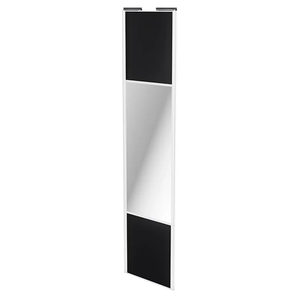 Porte de placard coulissante avec miroir noir mat profil blanc GoodHome Arius H. 248,5 x L. 62.2 cm + amortisseurs