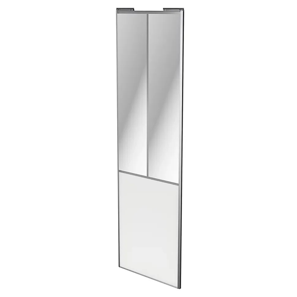 Porte de placard coulissante atelier blanc profil gris GoodHome Arius H. 248,5 x L. 76.2 cm + amortisseurs