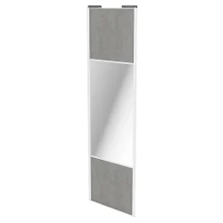 Porte de placard coulissante avec miroir béton profil blanc GoodHome Arius H. 248,5 x L. 77.2 cm + amortisseurs
