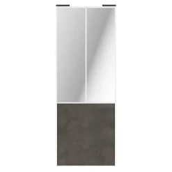 Porte de placard coulissante atelier gris antique profil blanc GoodHome Arius H. 248,5 x L. 91.2 cm + amortisseurs