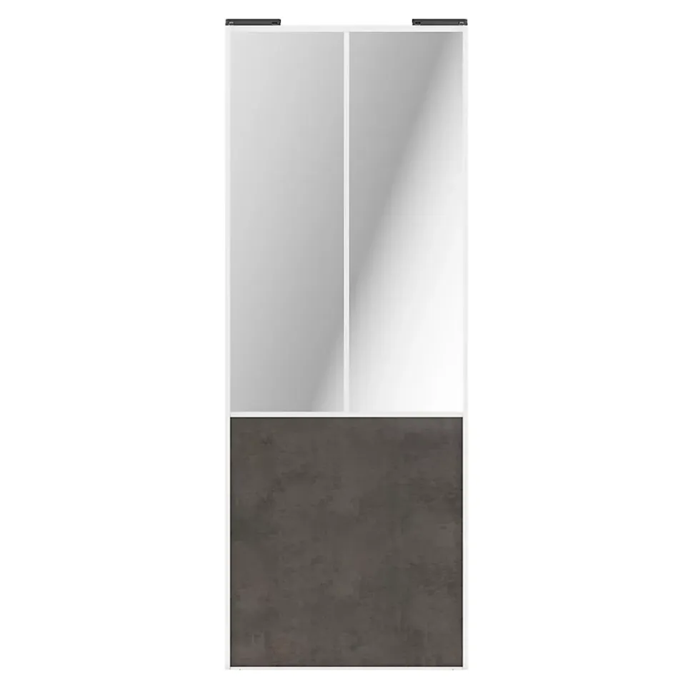 Porte de placard coulissante atelier gris antique profil blanc GoodHome Arius H. 248,5 x L. 91.2 cm + amortisseurs