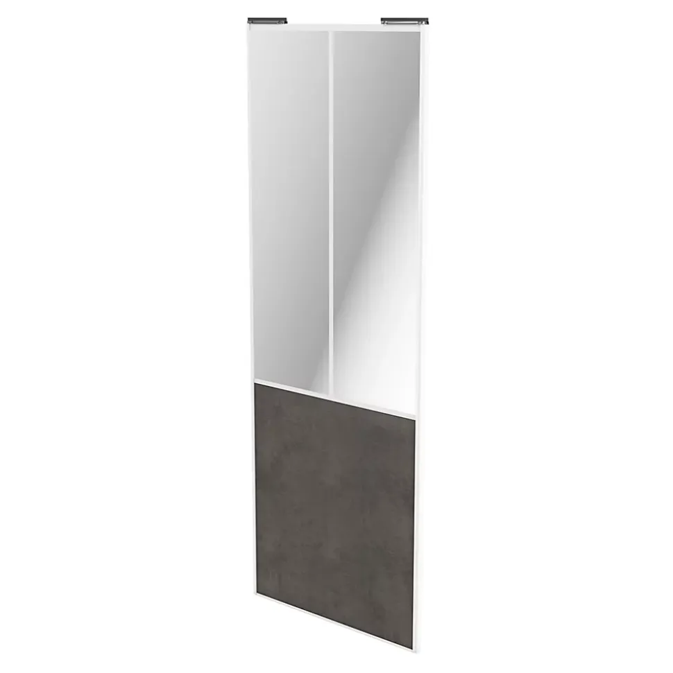 Porte de placard coulissante atelier gris antique profil blanc GoodHome Arius H. 248,5 x L. 91.2 cm + amortisseurs
