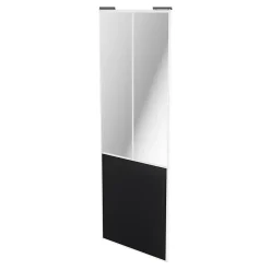 Porte de placard coulissante atelier noir mat profil blanc GoodHome Arius H. 248,5 x L. 91.2 cm + amortisseurs