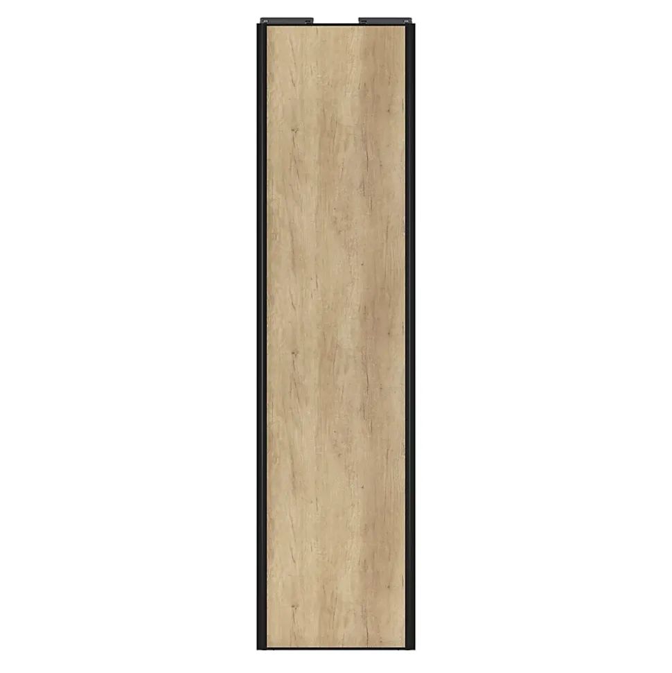 Porte de placard coulissante effet chêne brut profil noir GoodHome Arius H. 248,5 x L. 62.2 cm + amortisseurs