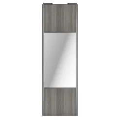 Porte de placard coulissante avec miroir effet chêne grisé profil gris GoodHome Arius H. 248,5 x L. 77.2 cm + amortisseurs