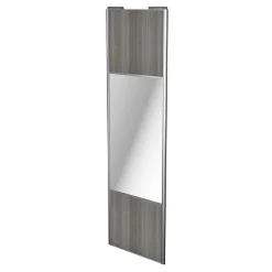 Porte de placard coulissante avec miroir effet chêne grisé profil gris GoodHome Arius H. 248,5 x L. 77.2 cm + amortisseurs