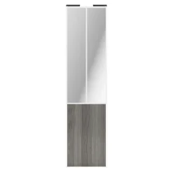 Porte de placard coulissante atelier effet chêne grisé profil blanc GoodHome Arius H. 248,5 x L. 61.2 cm + amortisseurs