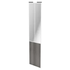 Porte de placard coulissante atelier effet chêne grisé profil blanc GoodHome Arius H. 248,5 x L. 61.2 cm + amortisseurs
