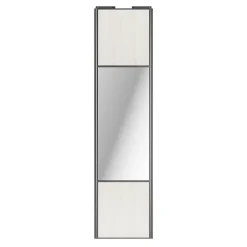 Porte de placard coulissante avec miroir bois nordique profil gris GoodHome Arius H. 248,5 x L. 62.2 cm + amortisseurs