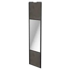 Porte de placard coulissante avec miroir gris antique profil noir GoodHome Arius H. 248,5 x L. 62.2 cm + amortisseurs