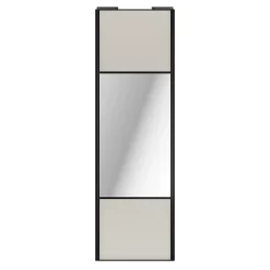 Porte de placard coulissante avec miroir gris clair mat profil noir GoodHome Arius H. 248,5 x L. 77.2 cm + amortisseurs