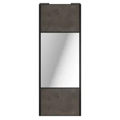 Porte de placard coulissante avec miroir gris antique profil noir GoodHome Arius H. 248,5 x L. 92.2 cm + amortisseurs