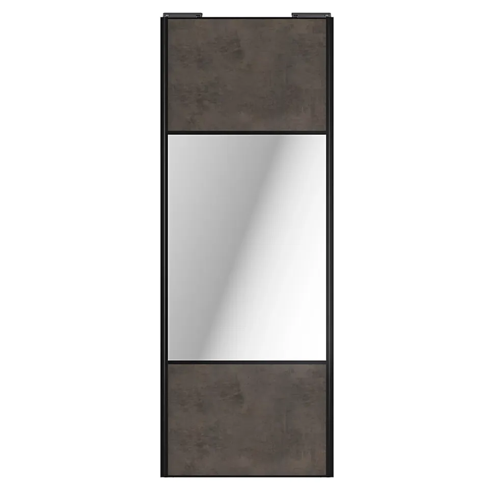 Porte de placard coulissante avec miroir gris antique profil noir GoodHome Arius H. 248,5 x L. 92.2 cm + amortisseurs