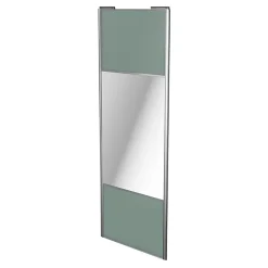 Porte de placard coulissante avec miroir vert de gris profil gris GoodHome Arius H. 248,5 x L. 77.2 cm + amortisseurs