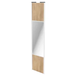 Porte de placard coulissante avec miroir effet chêne brut profil blanc GoodHome Arius H. 248,5 x L. 62.2 cm + amortisseurs