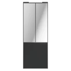Porte de placard coulissante atelier gris foncé mat profil gris GoodHome Arius H. 248,5 x L. 91.2 cm + amortisseurs