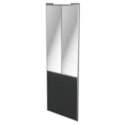 Porte de placard coulissante atelier gris foncé mat profil gris GoodHome Arius H. 248,5 x L. 91.2 cm + amortisseurs