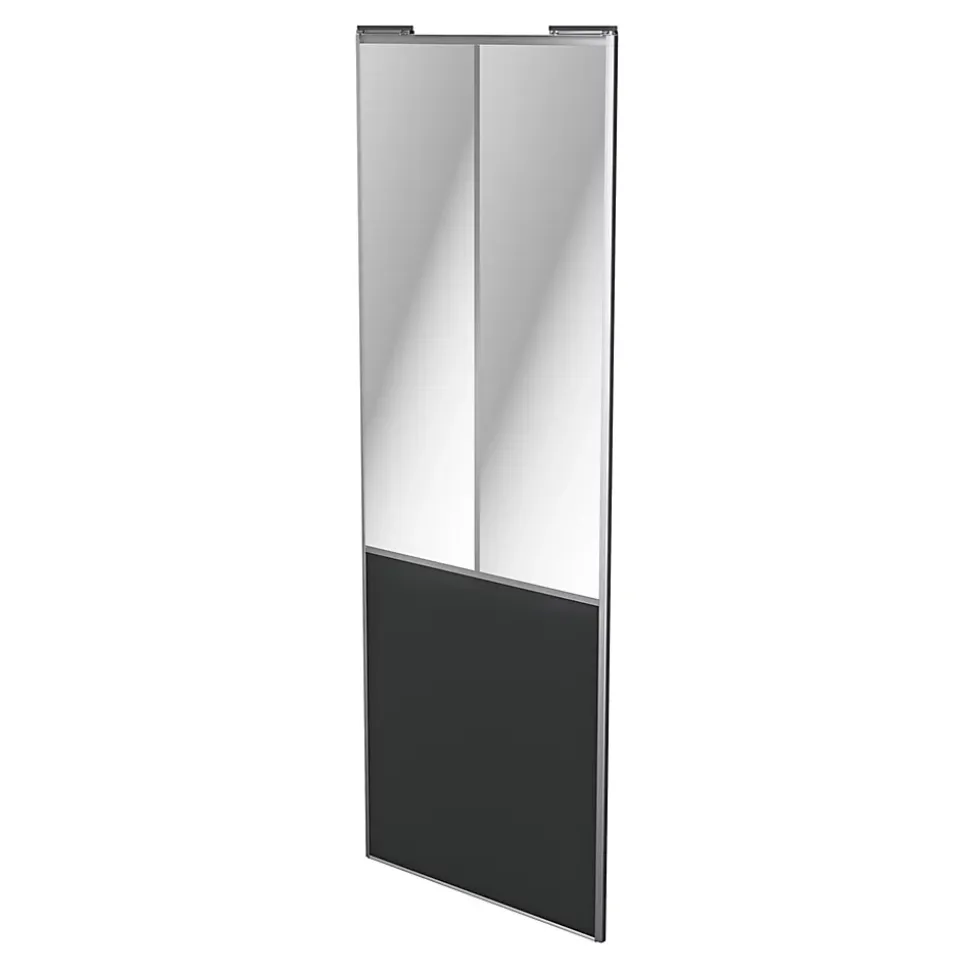 Porte de placard coulissante atelier gris foncé mat profil gris GoodHome Arius H. 248,5 x L. 91.2 cm + amortisseurs