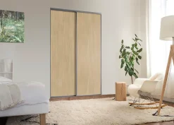 Porte de placard coulissante vendue par 2 Elegancia décor chêne 180 x 250 cm