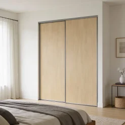 Porte de placard coulissante vendue par 2 Elegancia décor chêne 180 x 250 cm
