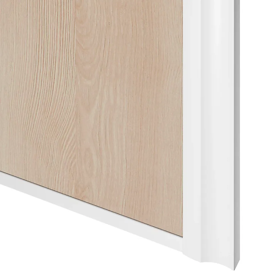 Porte de placard coulissante atelier effet chêne clair profil blanc GoodHome Arius H. 248,5 x L. 76.2 cm + amortisseurs