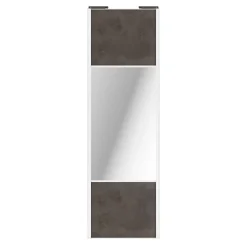 Porte de placard coulissante avec miroir gris antique profil blanc GoodHome Arius H. 248,5 x L. 77.2 cm + amortisseurs