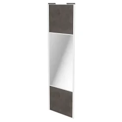 Porte de placard coulissante avec miroir gris antique profil blanc GoodHome Arius H. 248,5 x L. 77.2 cm + amortisseurs