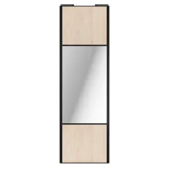 Porte de placard coulissante avec miroir effet chêne clair profil noir GoodHome Arius H. 248,5 x L. 77.2 cm + amortisseurs