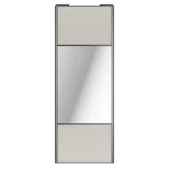 Porte de placard coulissante avec miroir gris clair mat profil gris GoodHome Arius H. 248,5 x L. 92.2 cm + amortisseurs