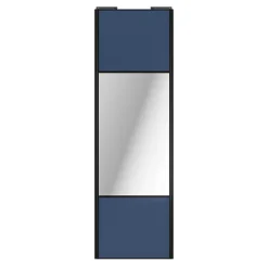 Porte de placard coulissante avec miroir bleu profil noir GoodHome Arius H. 248,5 x L. 77.2 cm + amortisseurs