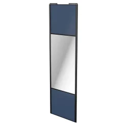 Porte de placard coulissante avec miroir bleu profil noir GoodHome Arius H. 248,5 x L. 77.2 cm + amortisseurs