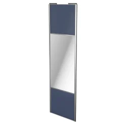 Porte de placard coulissante avec miroir bleu profil gris GoodHome Arius H. 248,5 x L. 77.2 cm + amortisseurs
