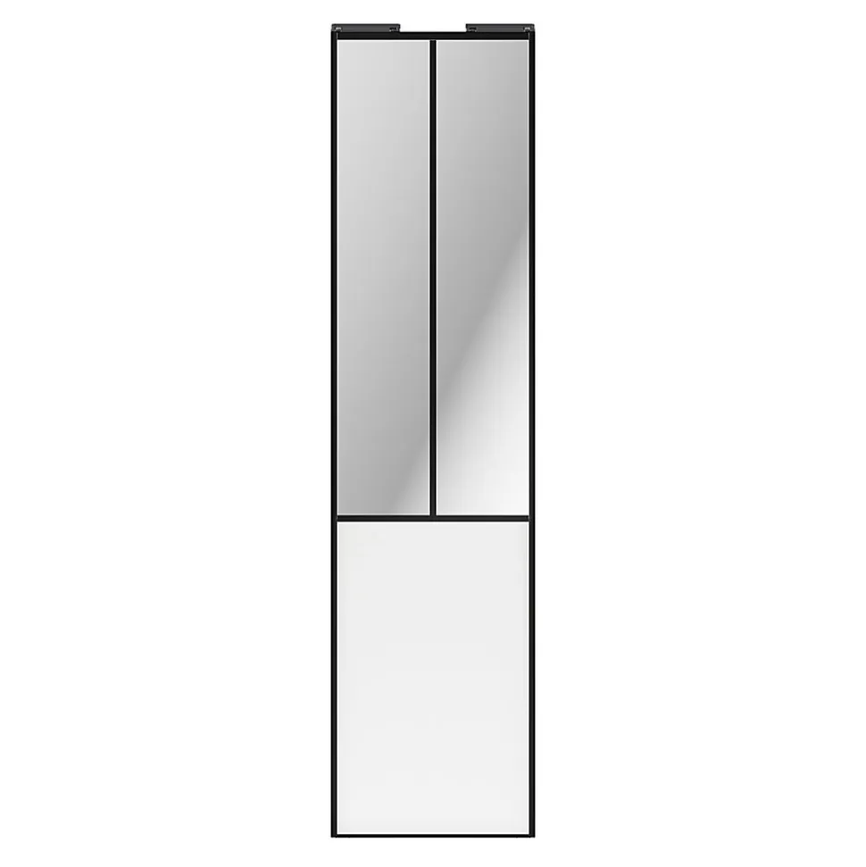 Porte de placard coulissante atelier blanc profil noir GoodHome Arius H. 248,5 x L. 61.2 cm + amortisseurs