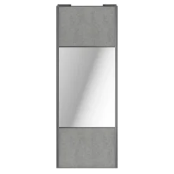 Porte de placard coulissante avec miroir béton profil gris GoodHome Arius H. 248,5 x L. 92.2 cm + amortisseurs