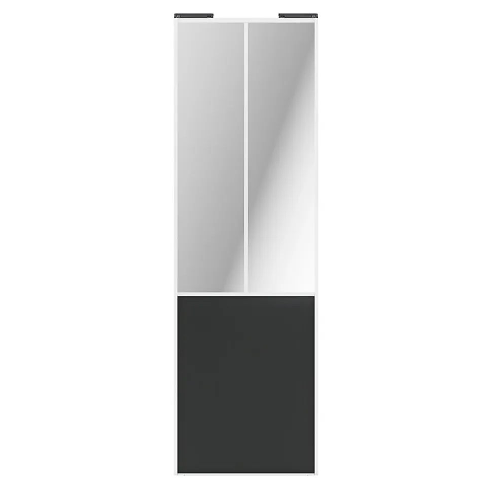 Porte de placard coulissante atelier gris foncé mat profil blanc GoodHome Arius H. 248,5 x L. 76.2 cm + amortisseurs
