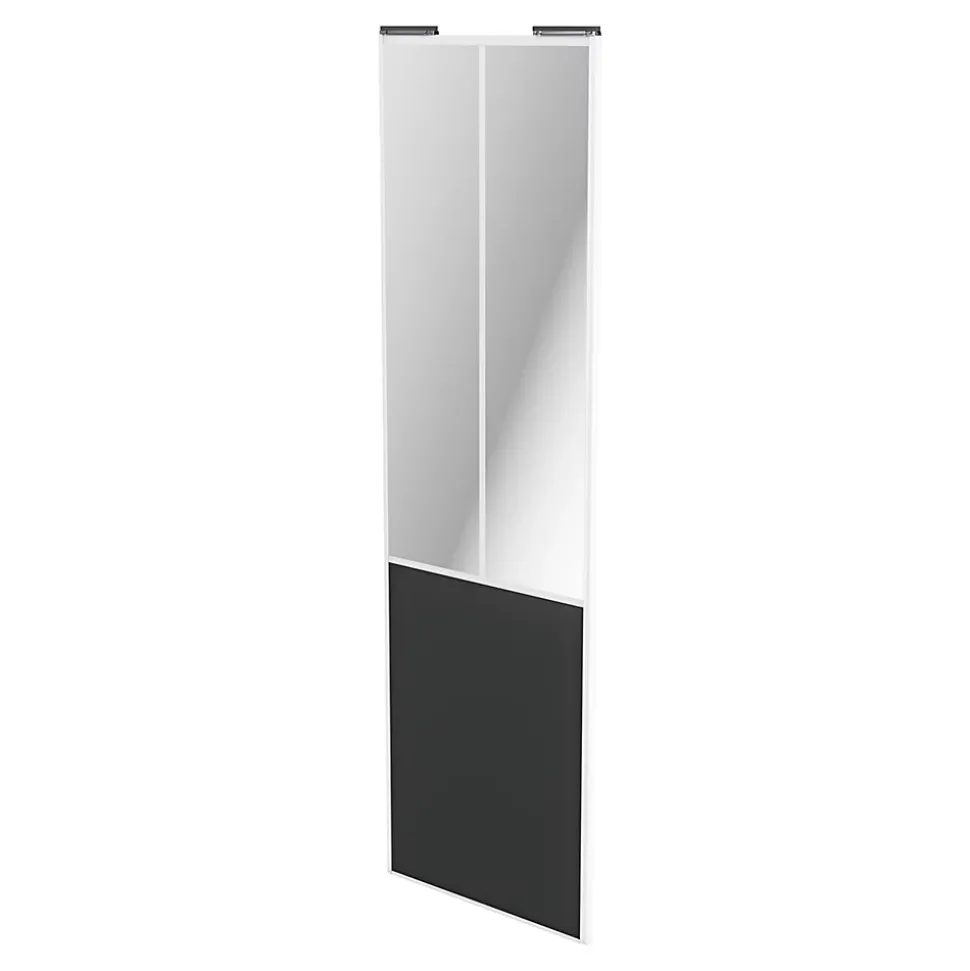 Porte de placard coulissante atelier gris foncé mat profil blanc GoodHome Arius H. 248,5 x L. 76.2 cm + amortisseurs