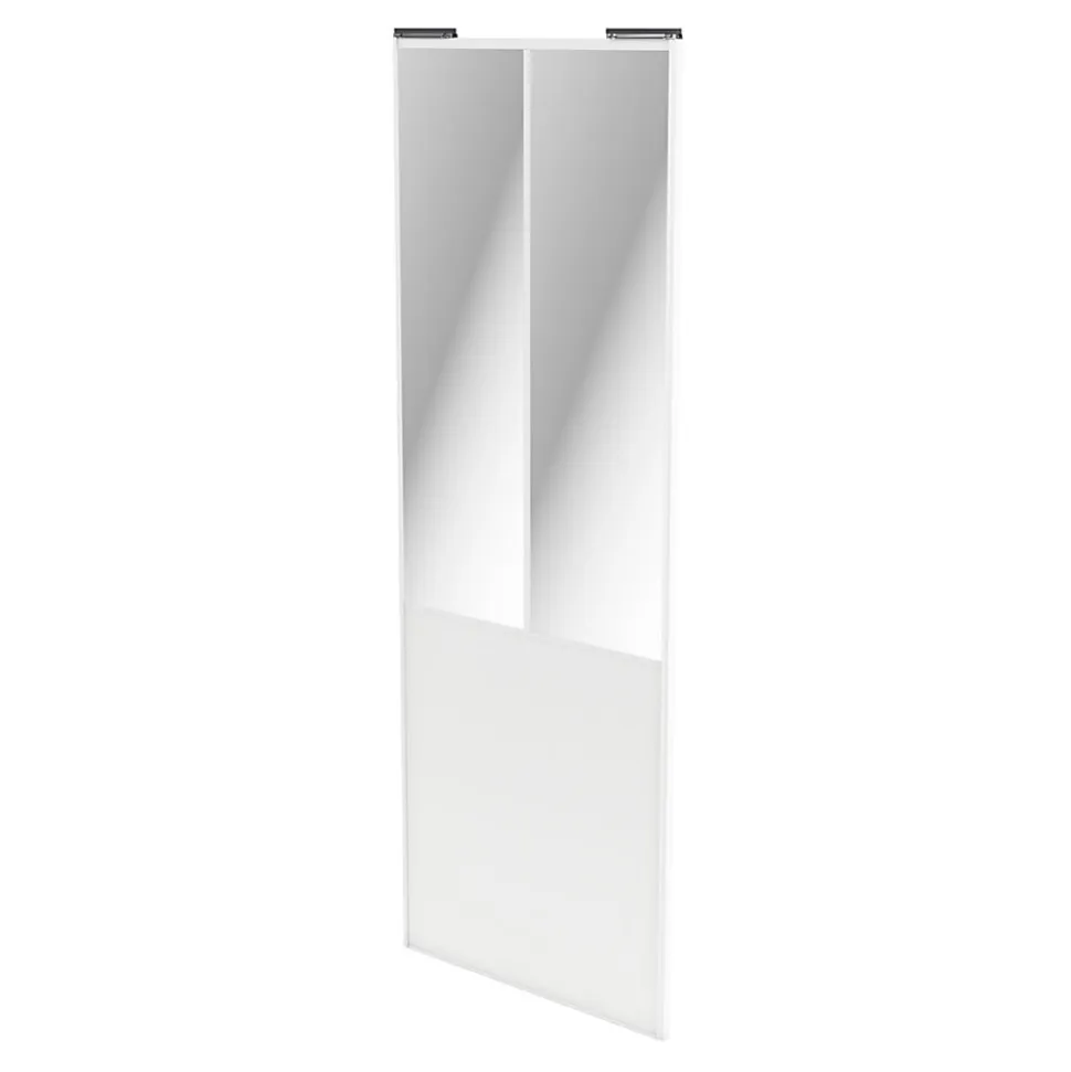 Porte de placard coulissante atelier blanc profil blanc GoodHome Arius H. 248,5 x L. 91.2 cm + amortisseurs