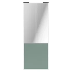 Porte de placard coulissante atelier vert de gris profil blanc GoodHome Arius H. 248,5 x L. 91.2 cm + amortisseurs