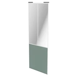 Porte de placard coulissante atelier vert de gris profil blanc GoodHome Arius H. 248,5 x L. 91.2 cm + amortisseurs