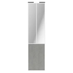 Porte de placard coulissante atelier béton profil blanc GoodHome Arius H. 248,5 x L. 61.2 cm + amortisseurs