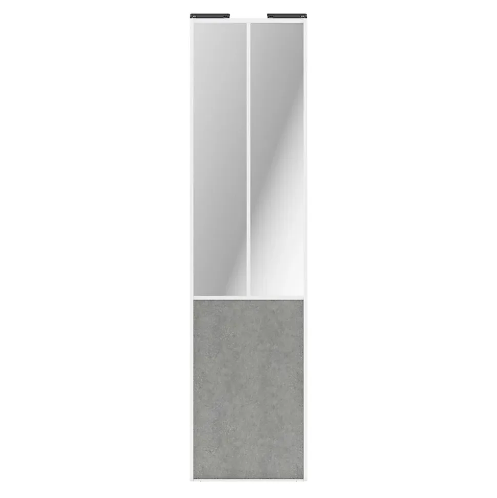 Porte de placard coulissante atelier béton profil blanc GoodHome Arius H. 248,5 x L. 61.2 cm + amortisseurs