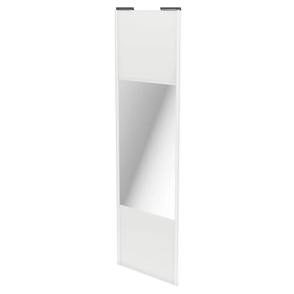 Porte de placard coulissante avec miroir blanc brillant profil blanc GoodHome Arius H. 248,5 x L. 77.2 cm + amortisseurs