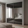 Porte de placard coulissante avec miroir noir profil gris GoodHome Arius H. 248,5 x L. 92.2 cm + amortisseurs